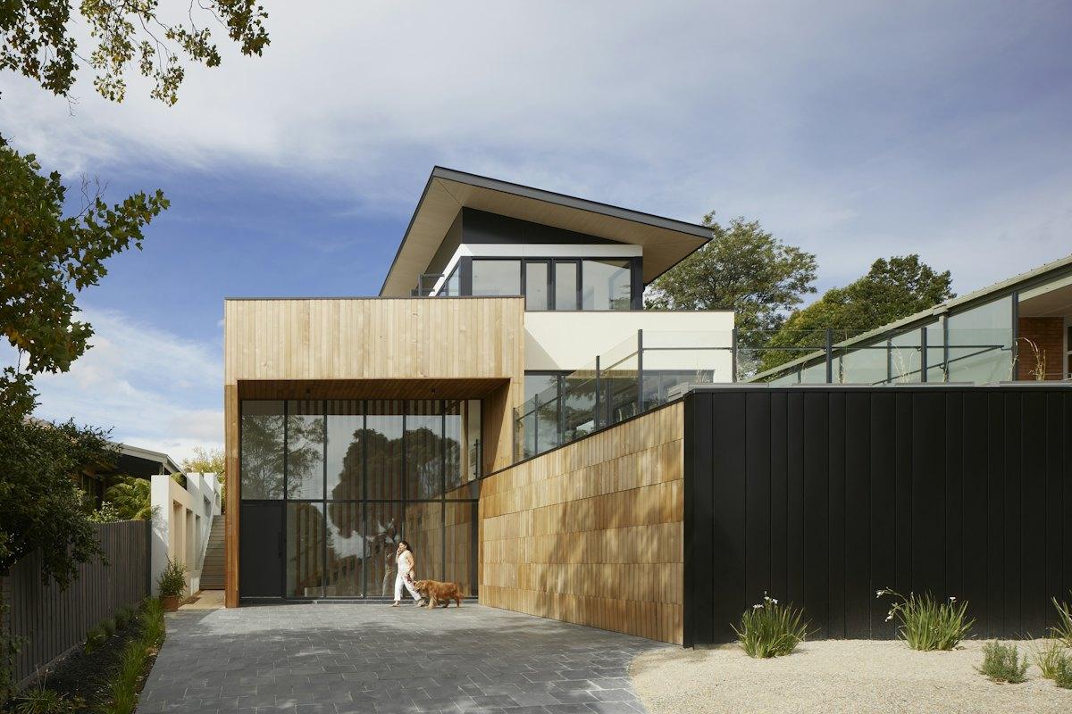 Contemporary two-storey family home with timber cladding